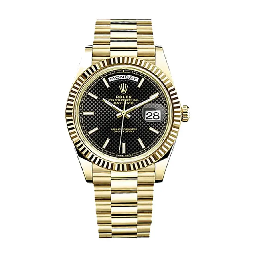 Rolex Day-Date 40Mm Presidential Black Motif Dial Wrist Watch 228238 ...