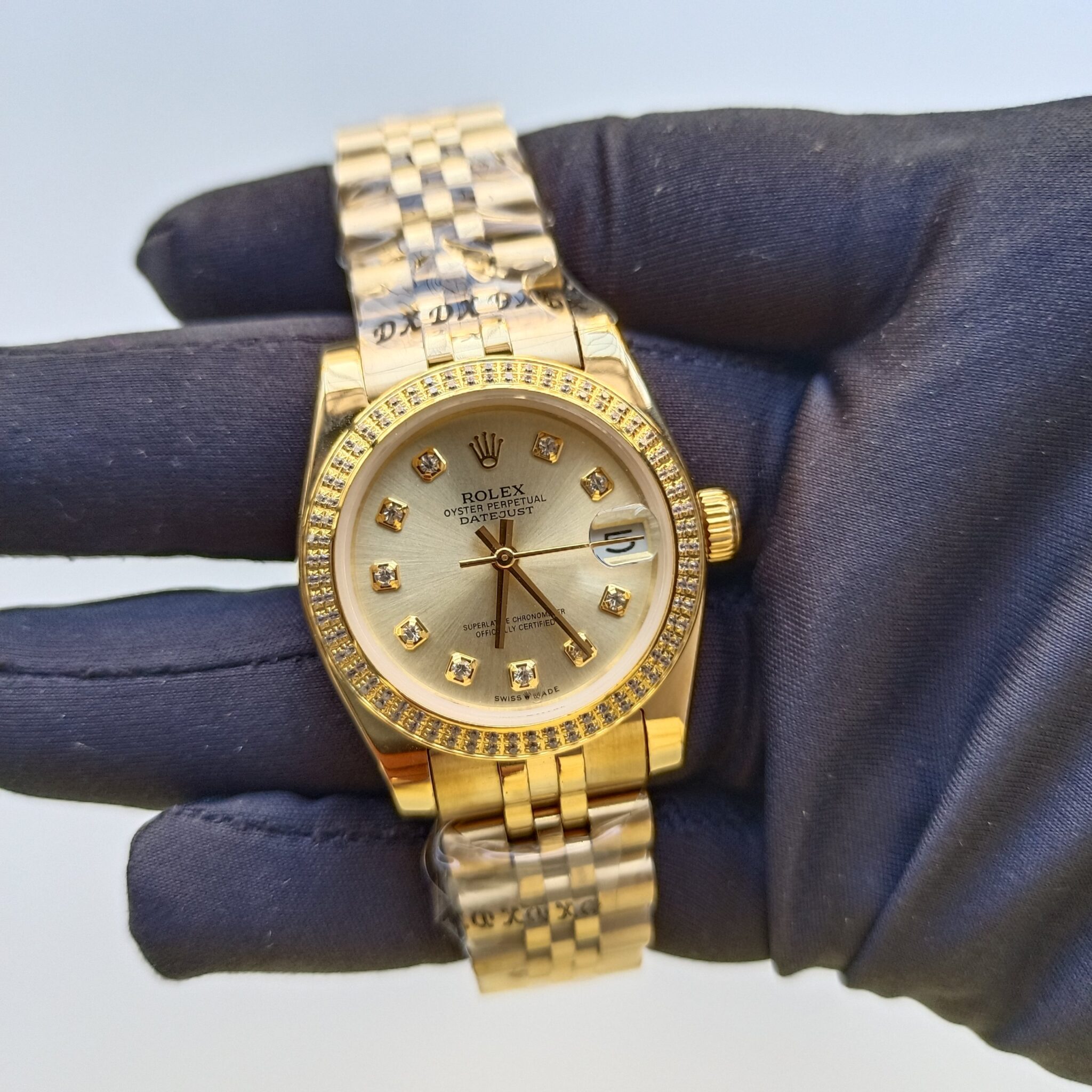 Rolex Lady Datejust 31Mm Yellow Gold Yellow Dial With Diamond Marker ...